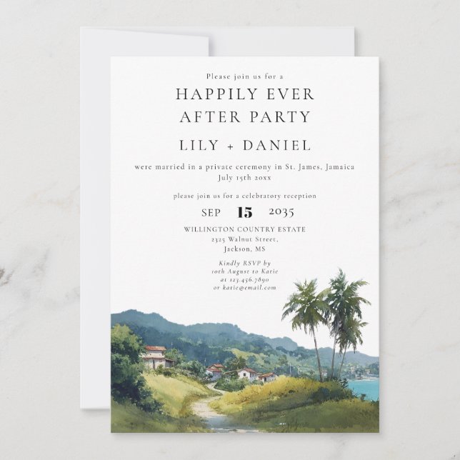 Happily Ever After Caribbean Photo Wedding Einladung (Vorderseite)
