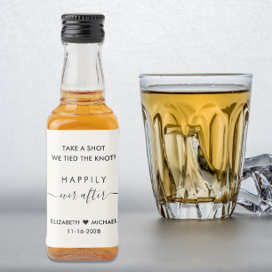 Happily Ever After Creme Hochzeitsgunst Alkoholflaschenetikett
