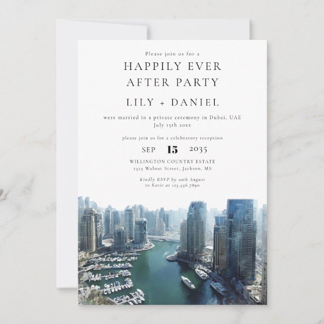 Happily Ever After Dubai-Hochzeit Einladung (Vorderseite)