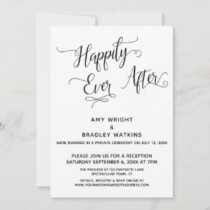 Happily Ever After Elegante Kalligrafie Hochzeitfe Einladung