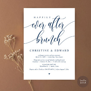 Happily Ever After Elopement Frühstück, Marineblau Einladung