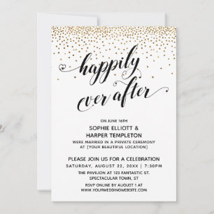 Happily Ever After Empfang nur Gold Konfetti Einladung