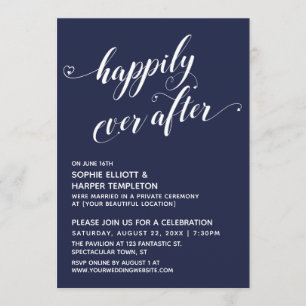 Happily Ever After Hearts Schrift Navy Rezeption Einladung