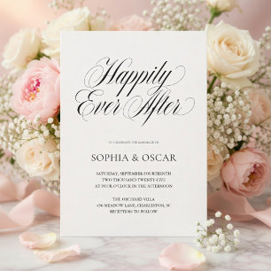 Happily Ever After Hochzeit   Elegante Schriftart Einladung