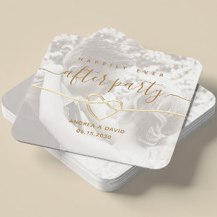 Happily Ever After Hochzeitsfoto Rechteckiger Pappuntersetzer