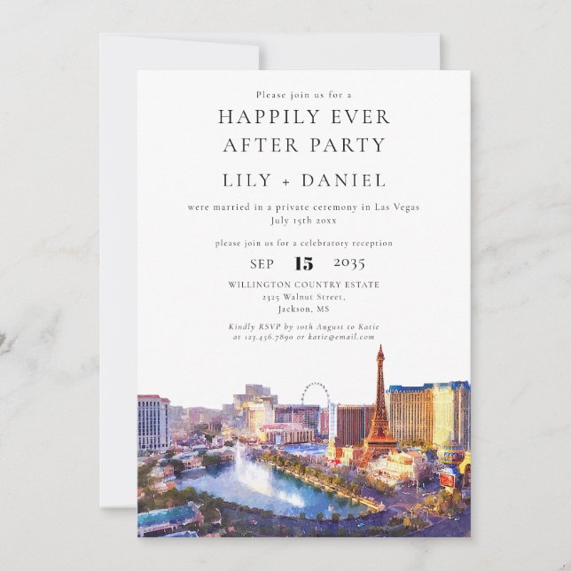 Happily Ever After Las Vegas-Hochzeit Einladung (Vorderseite)