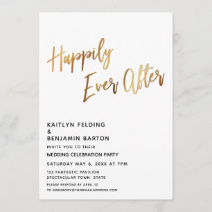 Happily Ever After Minimale Goldschrift-Rezeption Einladung