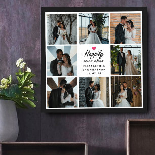 Happily Ever After Moderne Hochzeitsfotocollage Poster