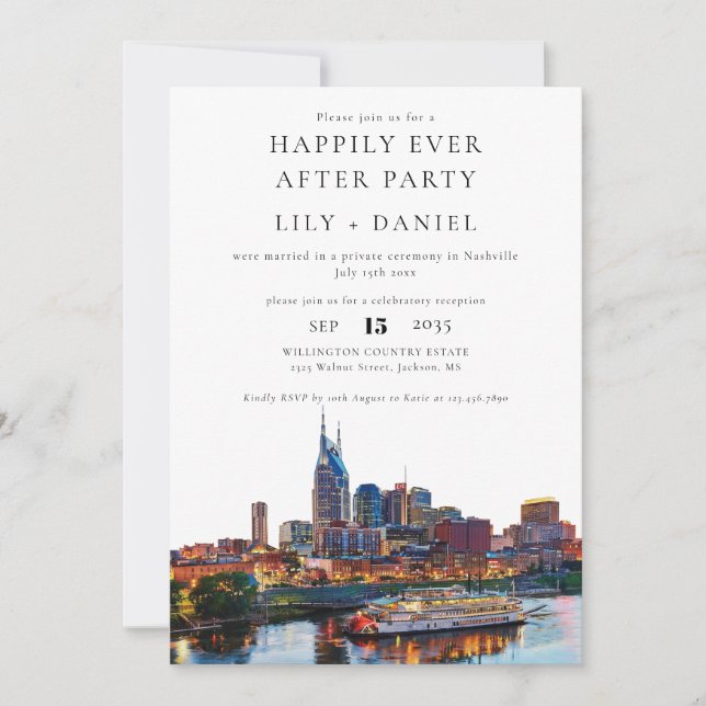 Happily Ever After Nashville-Hochzeit Einladung (Vorderseite)