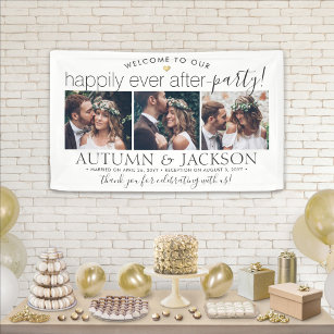 Happily Ever After Party 3 Photo Wedding Reception Banner