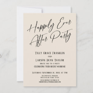 Happily Ever After Party Elegante Typografie Creme Einladung