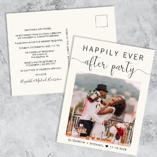 Happily Ever After Party Foto Creme Hochzeit Ankündigungspostkarte