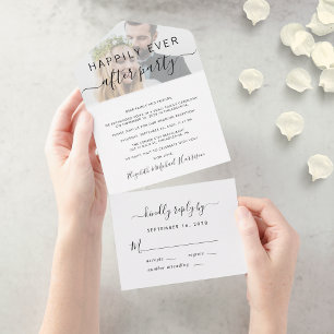 Happily Ever After Party Foto Hochzeitsempfang All In One Einladung