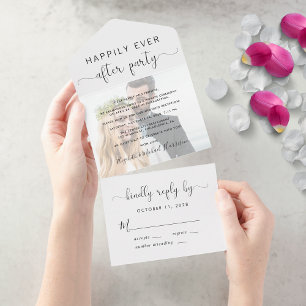 Happily Ever After Party Foto Hochzeitsempfang All In One Einladung