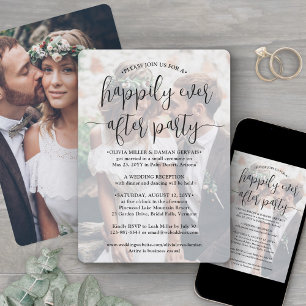 Happily Ever After Party Foto Hochzeitsempfang Einladung