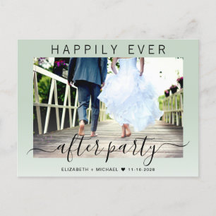 Happily Ever After Party Foto Sage Grün Hochzeit Ankündigungspostkarte