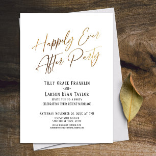 Happily Ever After Party Gold Elegante Typografie Einladung