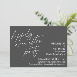 Happily Ever After Party Graue Hochzeitsfeier Einladung
