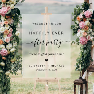 Happily Ever After Party Hochzeitsempfang Frosted Acrylschild
