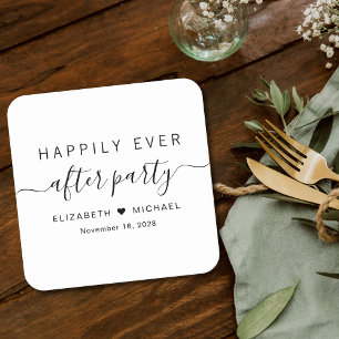 Happily Ever After Party Hochzeitsempfang Rechteckiger Pappuntersetzer