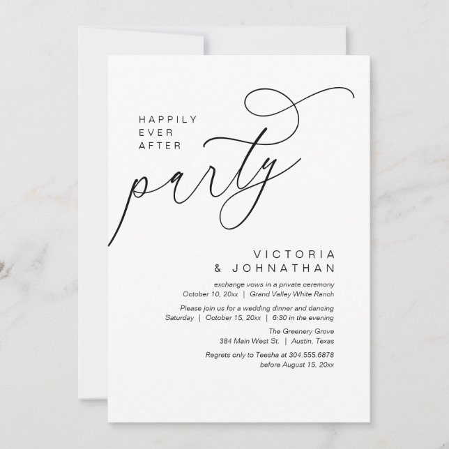 Happily Ever After Party, Moderner Romantischer Ab Einladung (Vorderseite)
