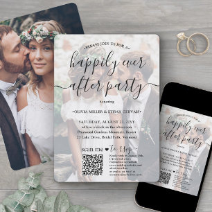 Happily Ever After Party QR Antwort 2 Foto Hochzei Einladung