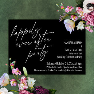 Happily Ever After Party Schwarze Hochzeitsfeier Einladung
