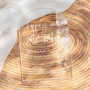 Happily Ever After Party Torbogen Hochzeitsempfang Acryleinladungen