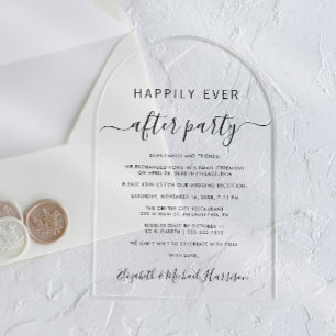 Happily Ever After Party Torbogen Hochzeitsempfang Acryleinladungen