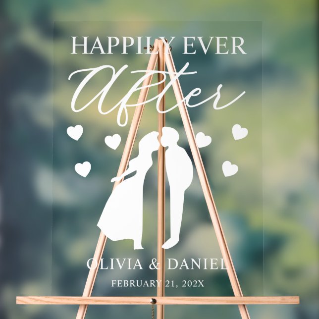 Happily Ever After Personalized Wedding Acrylschild (Neutral)