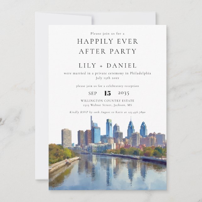 Happily Ever After Philadelphia Wedding Einladung (Vorderseite)