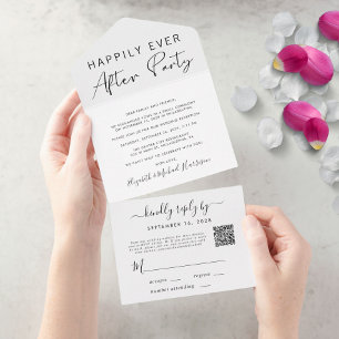 Happily Ever After QR-Code Hochzeitsempfang All In One Einladung