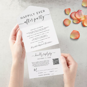 Happily Ever After QR-Code Hochzeitsempfang All In One Einladung