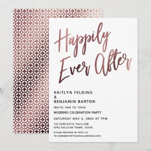 Happily Ever After Roségoldene Hochzeitsfeier Einladung