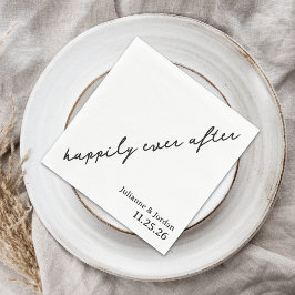 Happily Ever After Scribble Cursive Custom Wedding Serviette