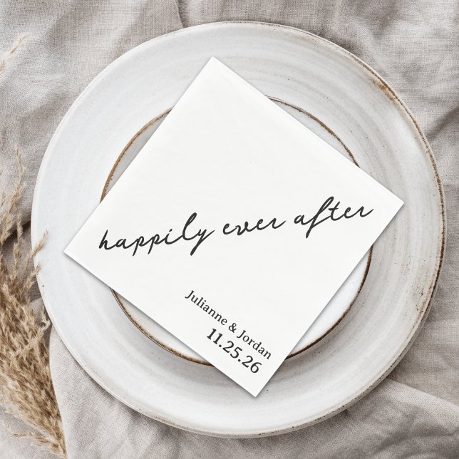 Happily Ever After Scribble Cursive Custom Wedding Serviette (Von Creator hochgeladen)