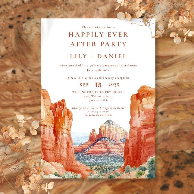 Happily Ever After Watercolor Desert Wedding Einladung (Happily Ever After Watercolor Desert Wedding Invitation)