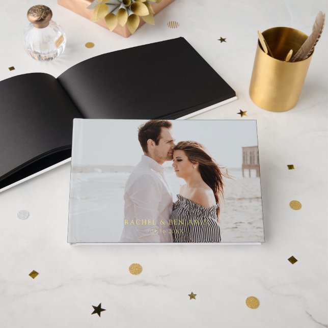 Happily Ever After Wedding Photo Custom  Gästebuch (Vorderseite Offen)