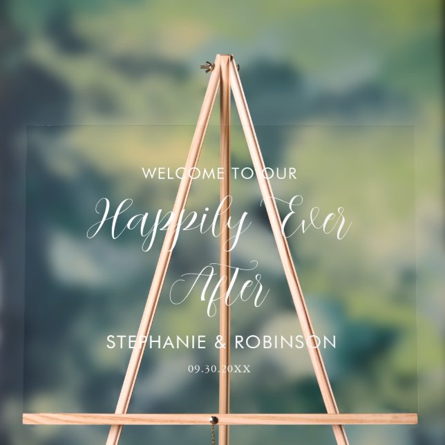 Happily Ever After Wedding Reception Welcome Acrylschild (Neutral)