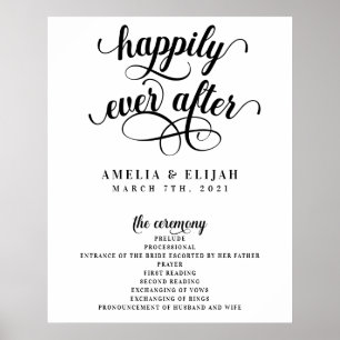 Happily Ever After Zeremonie Hochzeitsprogramm Poster
