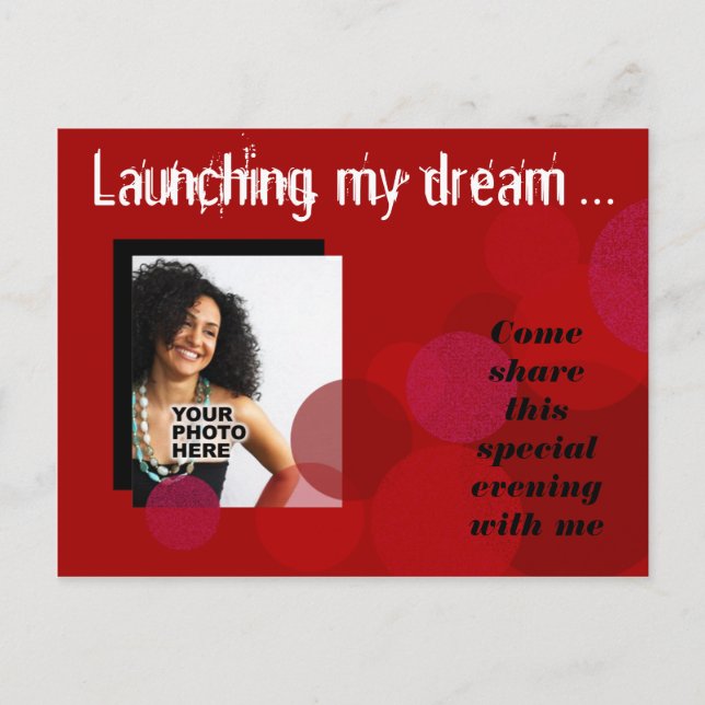 Happiness Business Announcement Invitation (rot) Einladungspostkarte (Vorderseite)