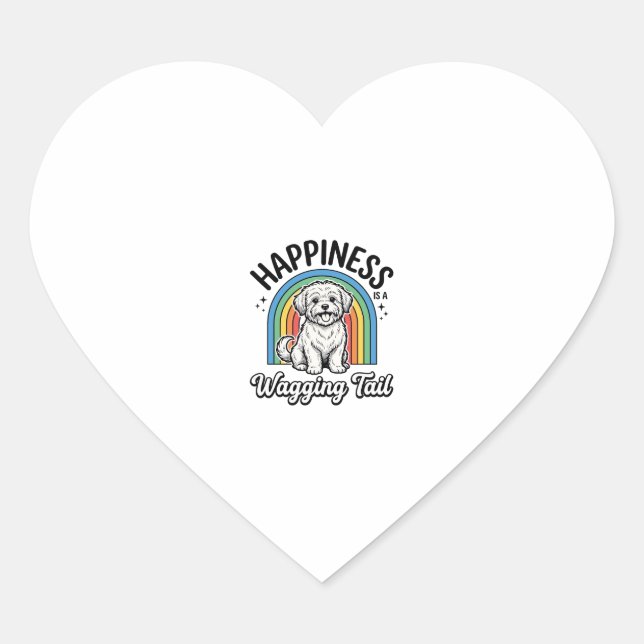 Happiness Is a Wagging Tail Dog Lover Design_1 Herz-Aufkleber (Vorderseite)