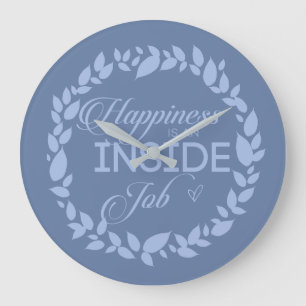 Happiness Is An Inside Job Blue Wreath Große Wanduhr