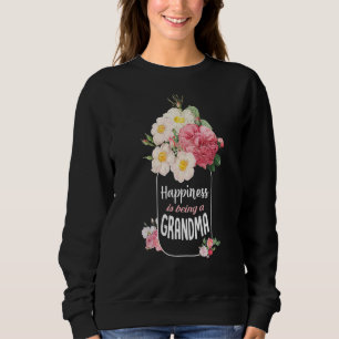 Happiness Is Being A Grandma Beautiful Flower Jar Sweatshirt