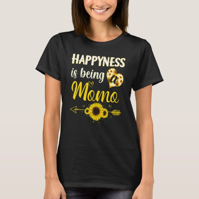 Happiness Is Being A Momo Sunflower Grandma Mother T-Shirt (Vorderseite)