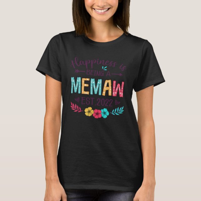 Happiness Is Being Memaw Fall Vibes Flower T-Shirt (Vorderseite)