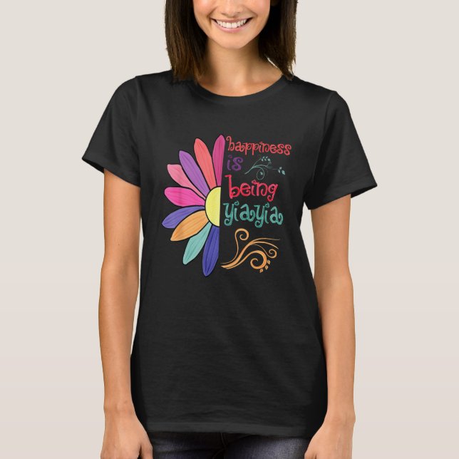 Happiness Is Being Yiayia Grandma To Be Sunflower  T-Shirt (Vorderseite)