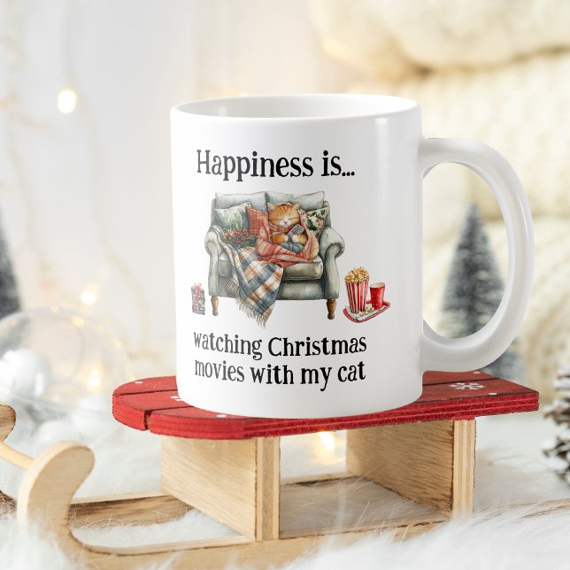Happiness is watching Christmas movies with my cat Kaffeetasse (Happiness is watching Christmas movies with my cat Coffee Mug)