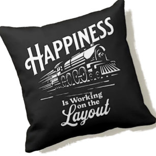Happiness is Working On The Layout, Steam Train Kissen
