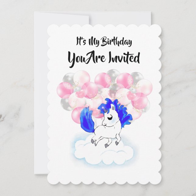 Happiness magic unicorn einladung (Vorderseite)